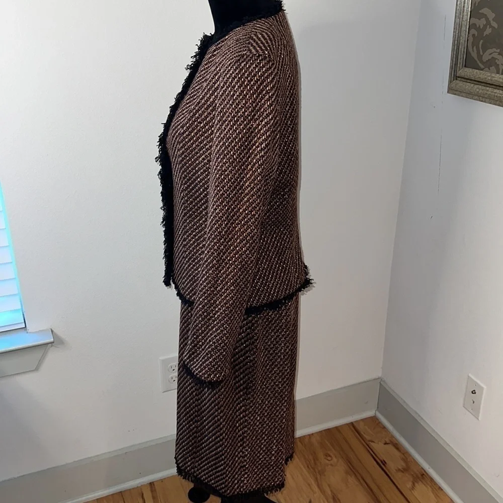 DD Collection brown copper black skirt blazer‎ suit Sz 12